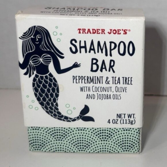 Trader Joe's Shampoo Bar Peppermint Tea Tree Coconut Olive Jojoba Hair 4 oz - Picture 1 of 4